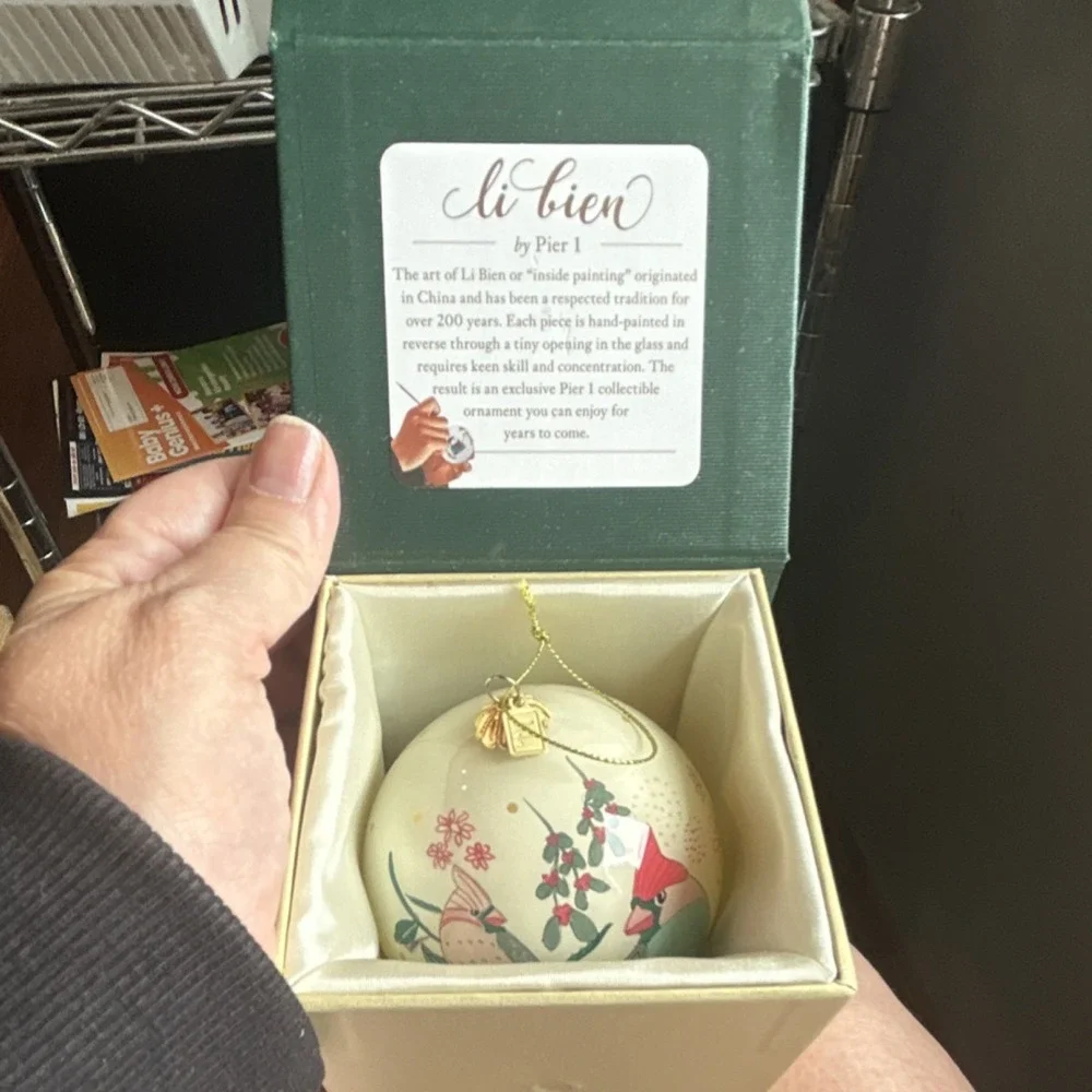 Pier 1 Imports Li Bien Hand Painted Bird Glass Ornament 2019 with Box
